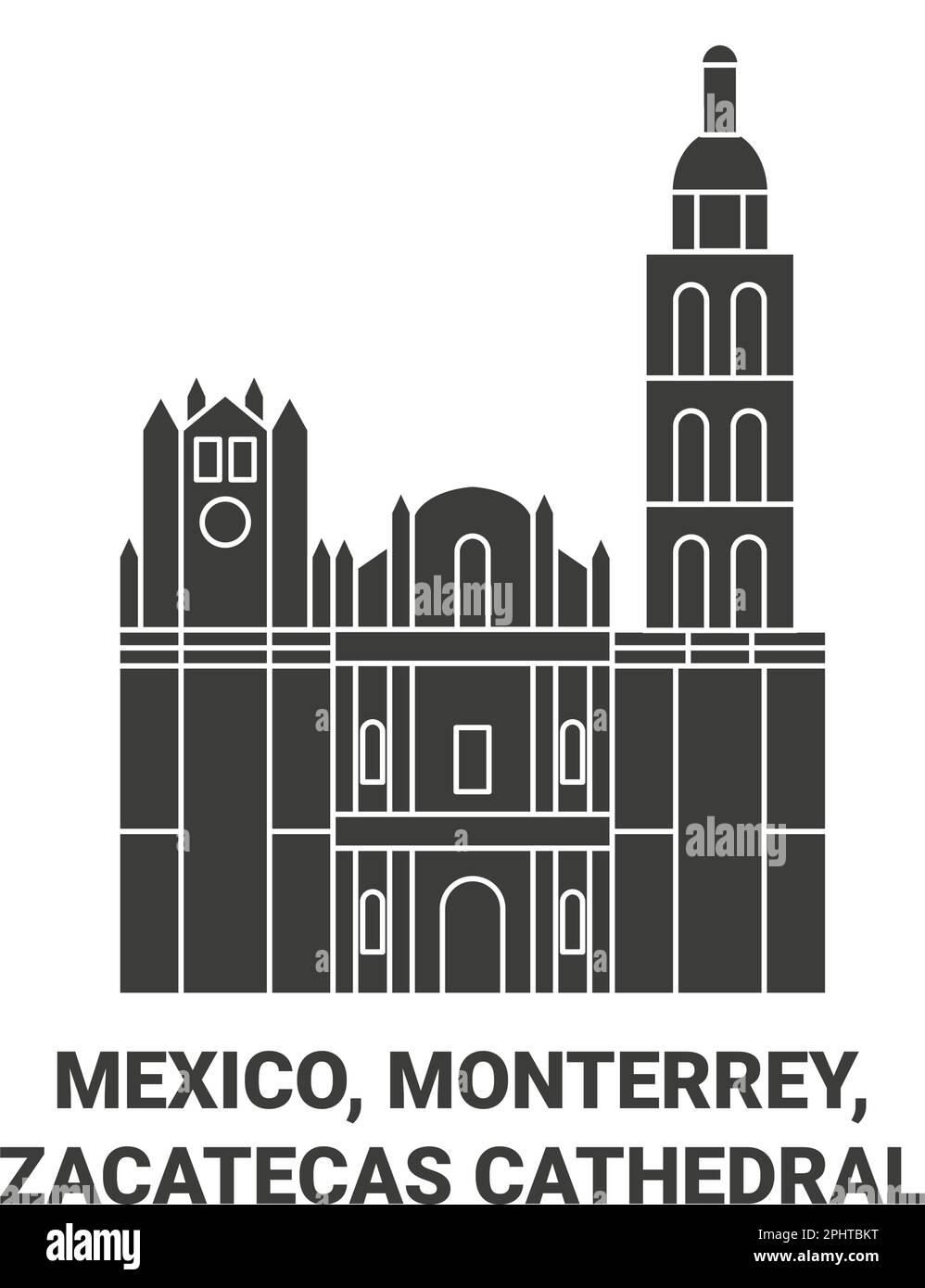 Mexico, Monterrey, Zacatecas Cathedral travel landmark vector illustration Stock Vector