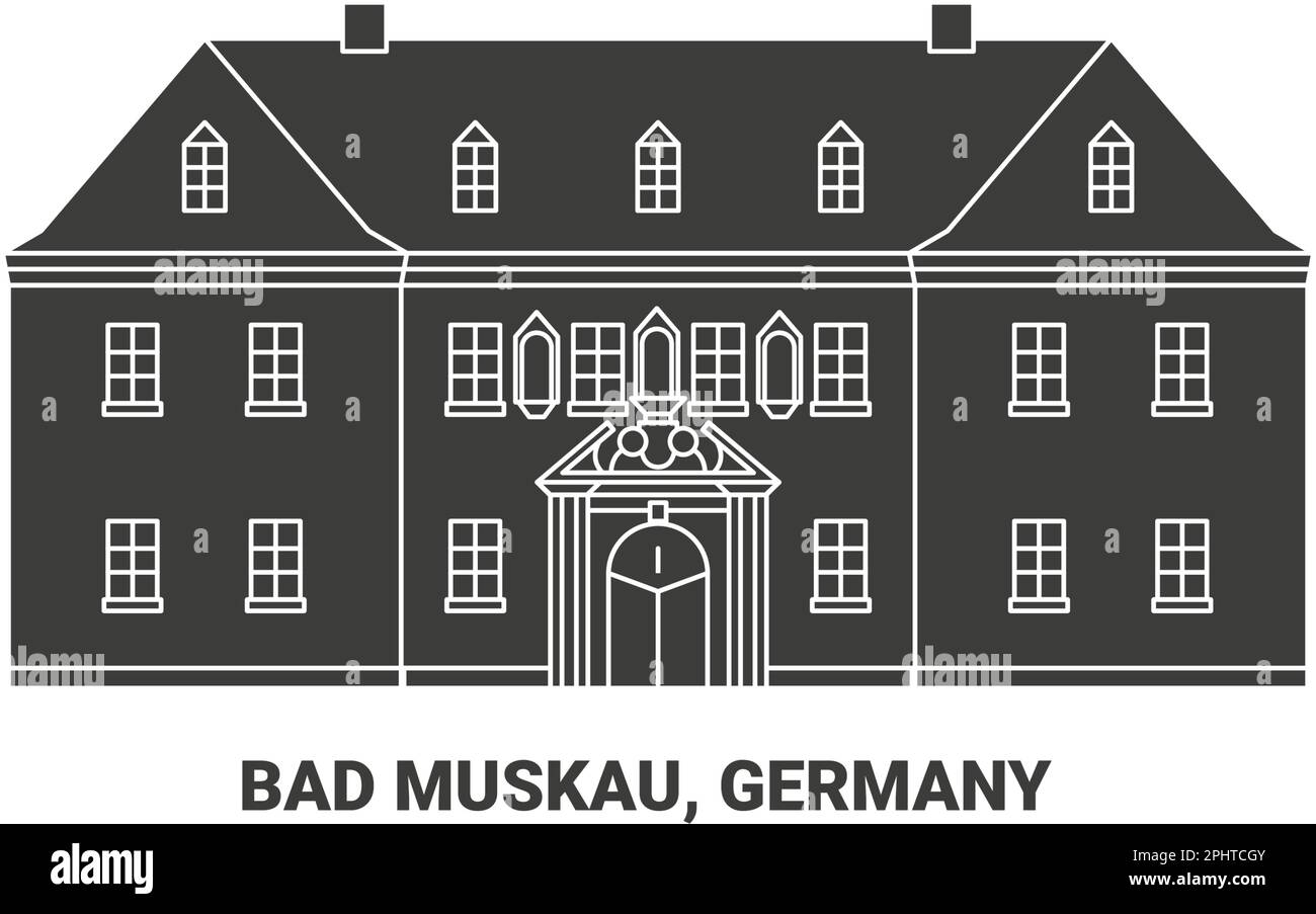 Germany, Bad Muskau travel landmark vector illustration Stock Vector