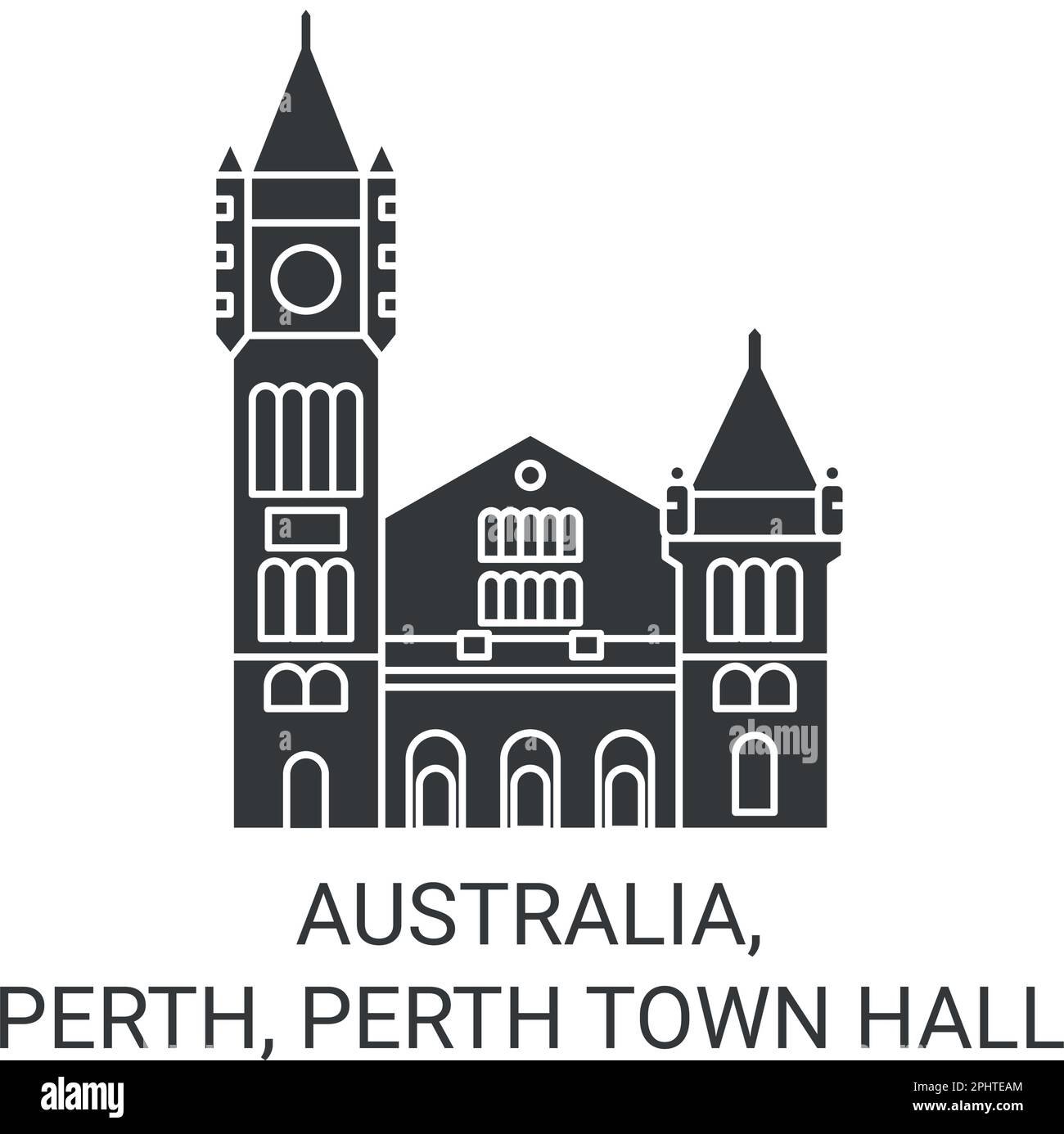 Australia, Perth, Perth Town Hall travel landmark vector illustration Stock Vector