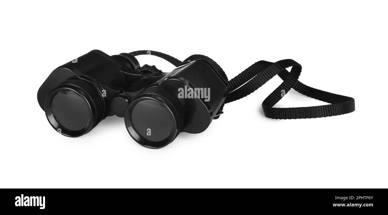 Modern binoculars isolated on white. Optical instrument Stock Photo Alamy