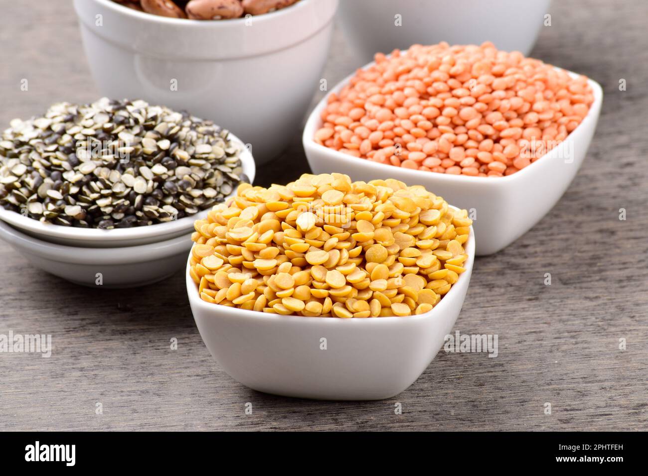 Closeup of uncooked chana dal in bowl Stock Photo