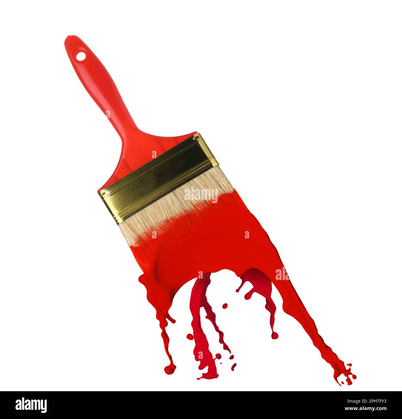 Brush and splashing red paint on white background Stock Photo Alamy