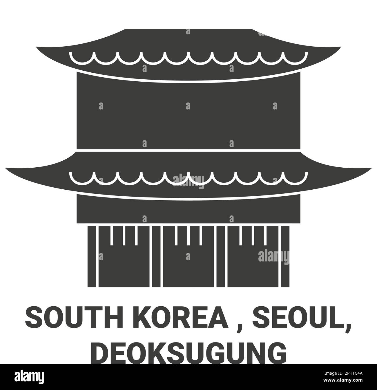 Republic Of Korea, Seoul, Deoksugung travel landmark vector illustration Stock Vector