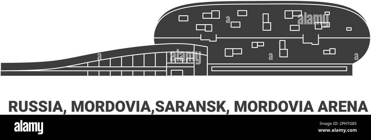Russia, Mordovia,Saransk, Mordovia Arena, travel landmark vector illustration Stock Vector