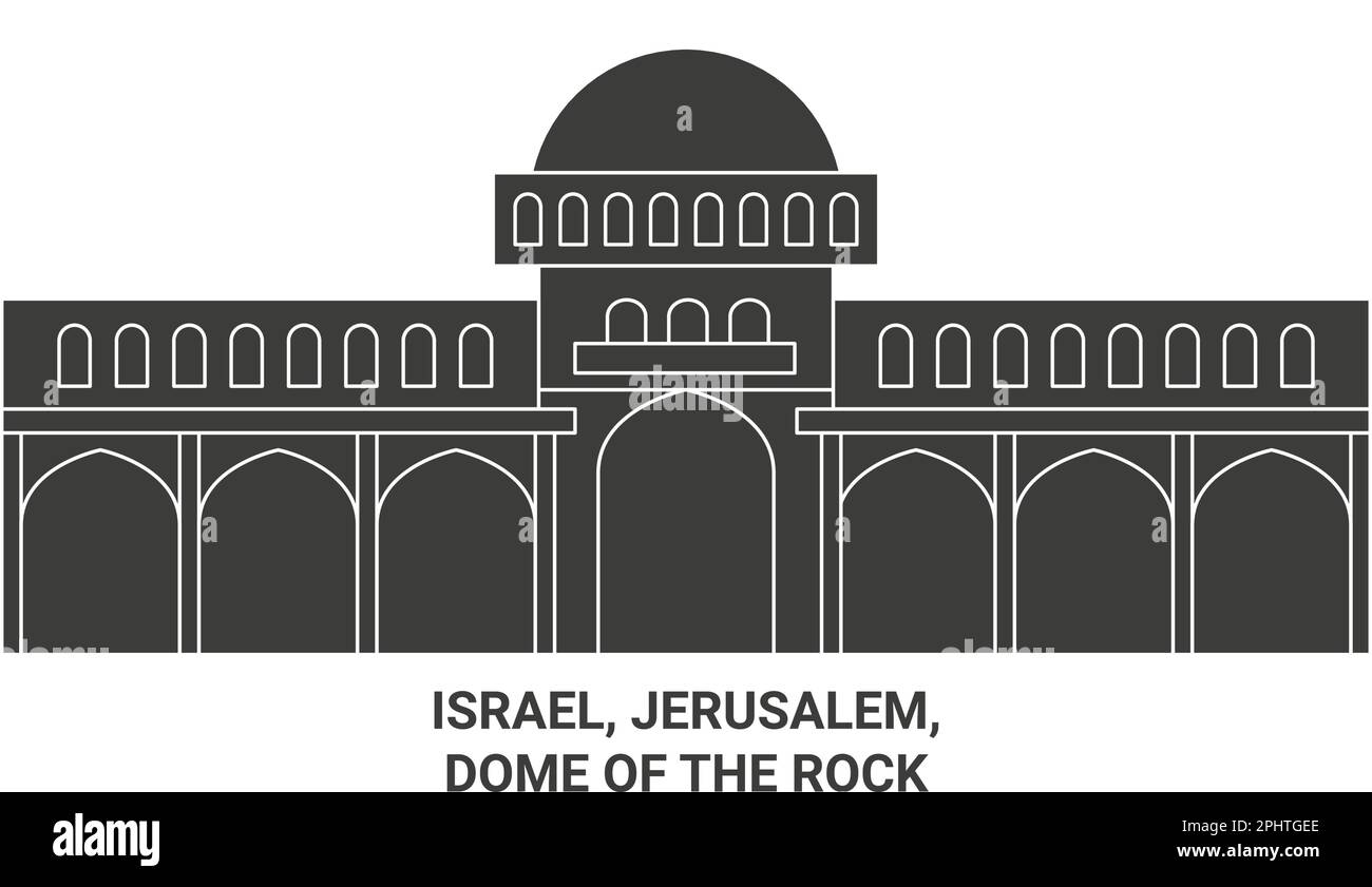 Israel, Jerusalem, Dome Of The Rock travel landmark vector illustration Stock Vector