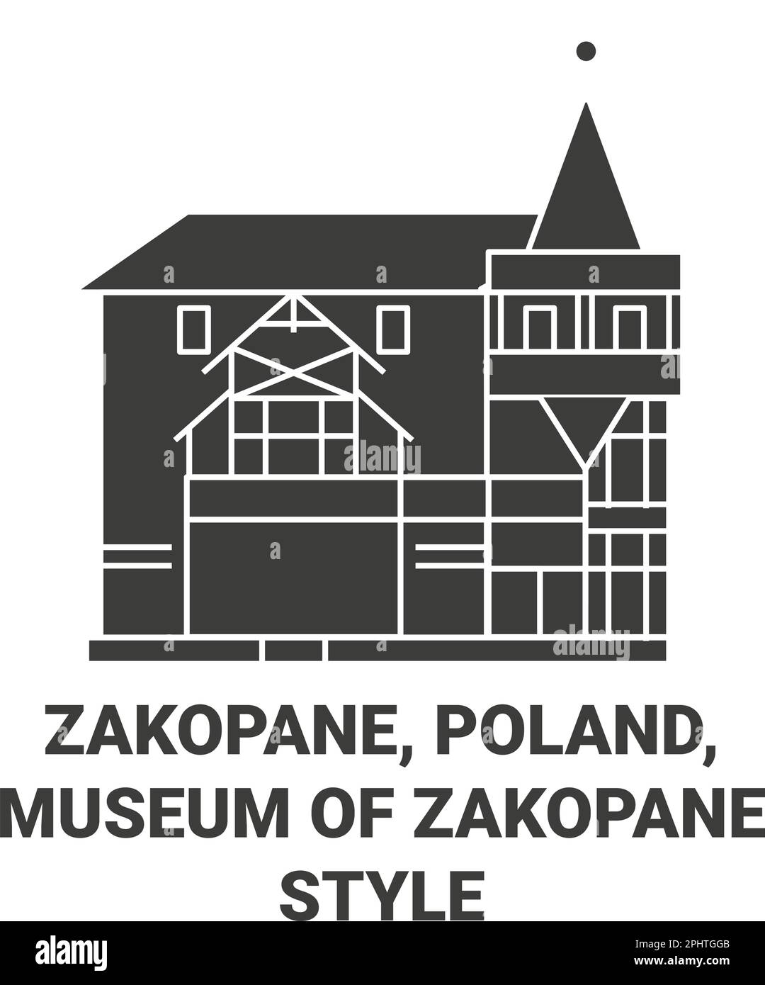 Poland, Zakopane, Museum Of Zakopane Style travel landmark vector illustration Stock Vector