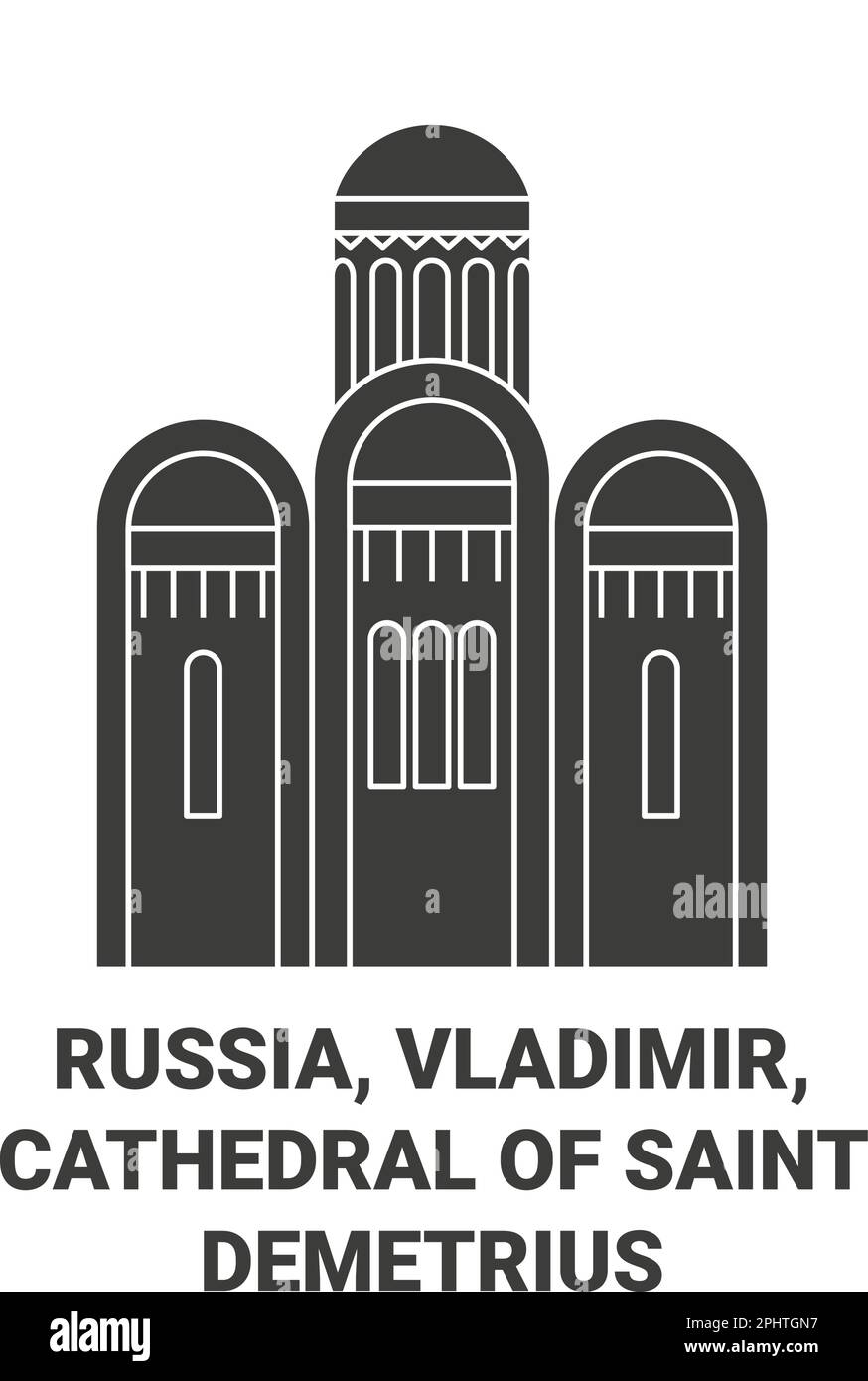 Russia, Vladimir, Cathedral Of Saint Demetrius travel landmark vector illustration Stock Vector