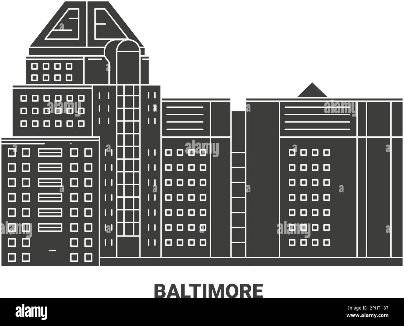 Usa, Baltimore travel landmark vector illustration Stock Vector