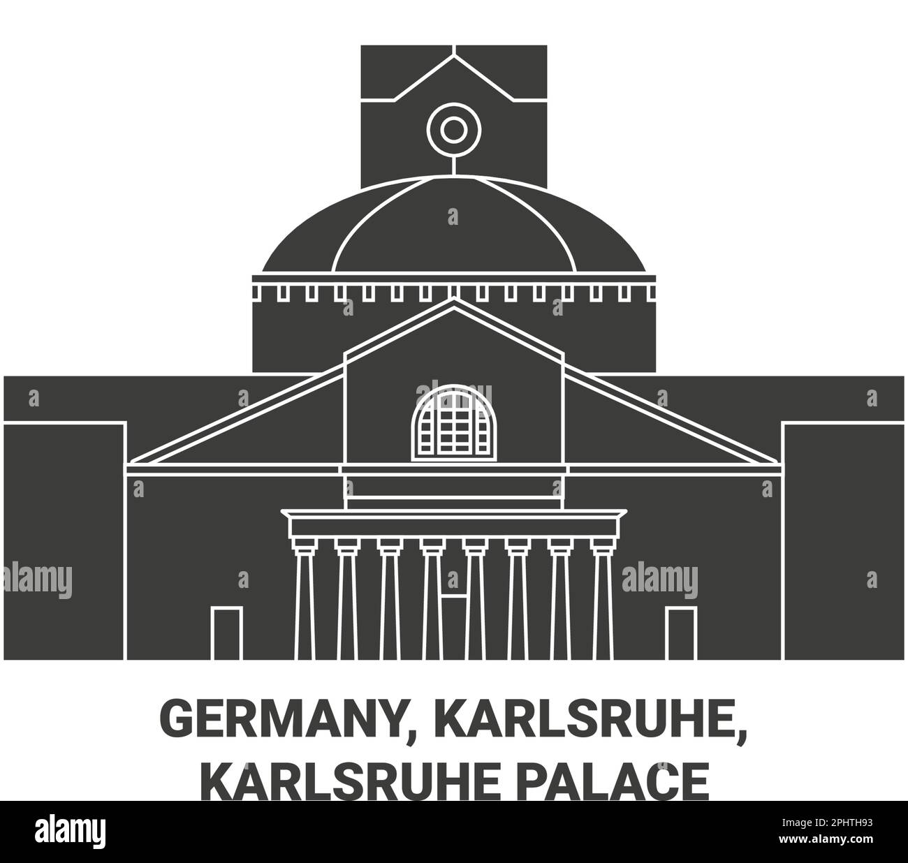Germany, Karlsruhe, Karlsruhe Palace travel landmark vector illustration Stock Vector