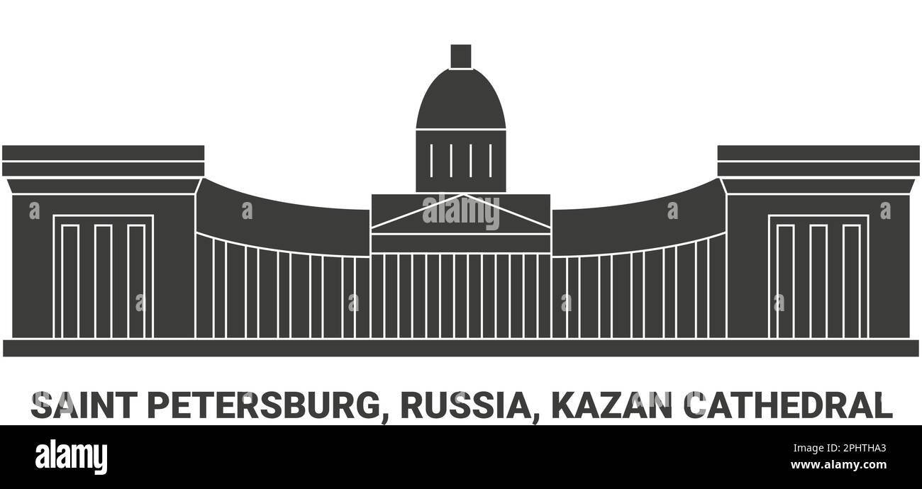 Russia, Saint Petersburg, Kazan Cathedral, travel landmark vector illustration Stock Vector