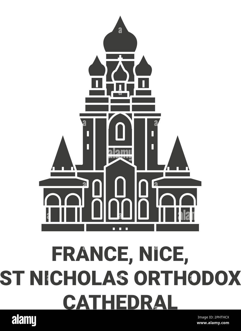 France, Nice, St Nicholas Orthodox Cathedral travel landmark vector illustration Stock Vector