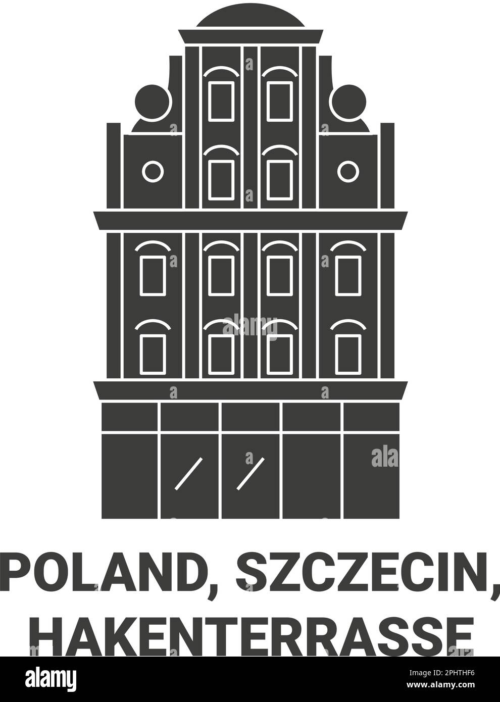 Poland, Szczecin, Hakenterrasse travel landmark vector illustration Stock Vector