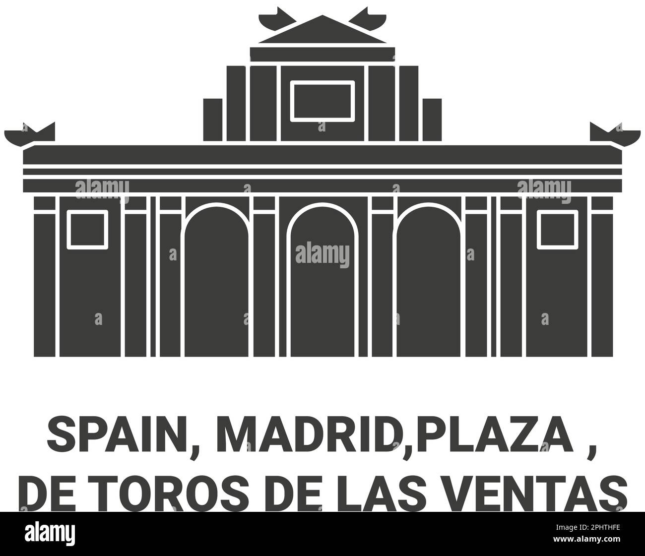 Spain, Madrid, Plaza De Toros De Las Ventas travel landmark vector illustration Stock Vector