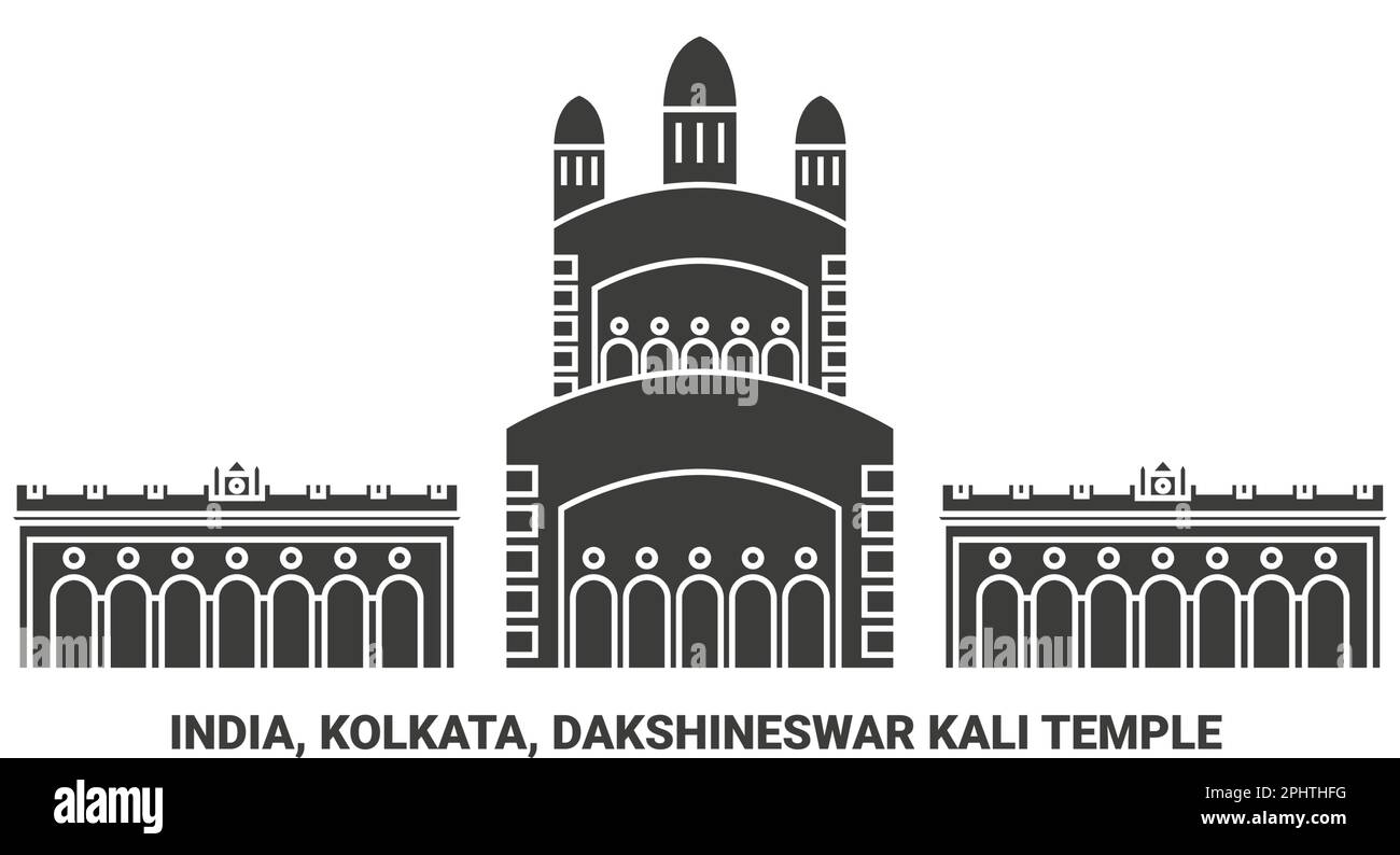 India, Kolkata, Dakshineswar Kali Temple travel landmark vector illustration Stock Vector