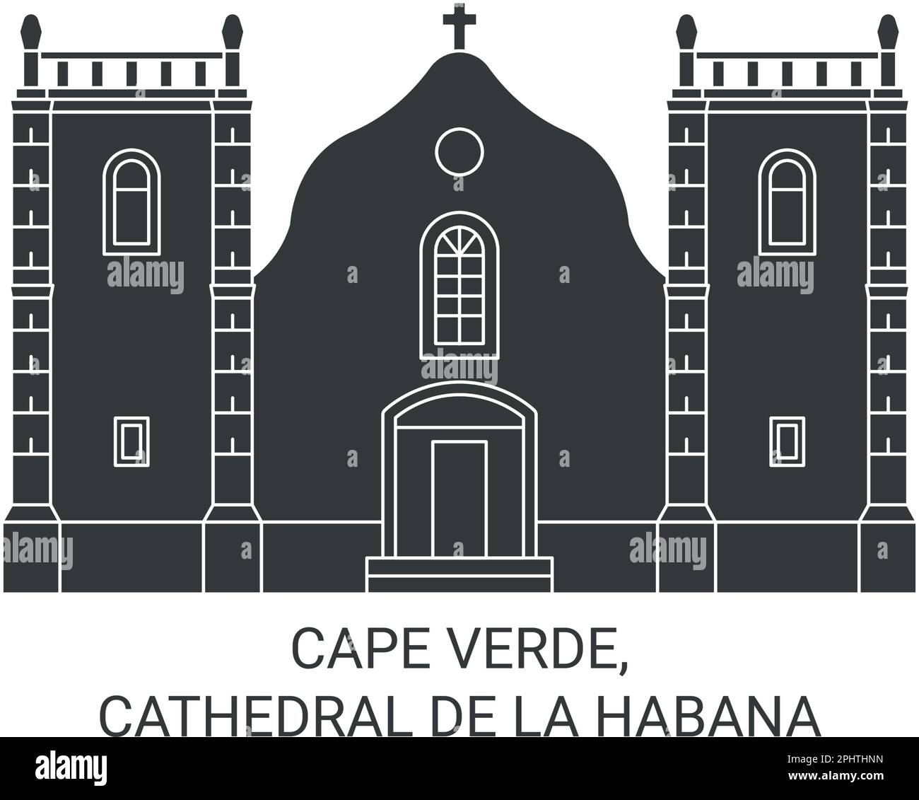 Cape Verde, Cathedral De La Habana travel landmark vector illustration Stock Vector