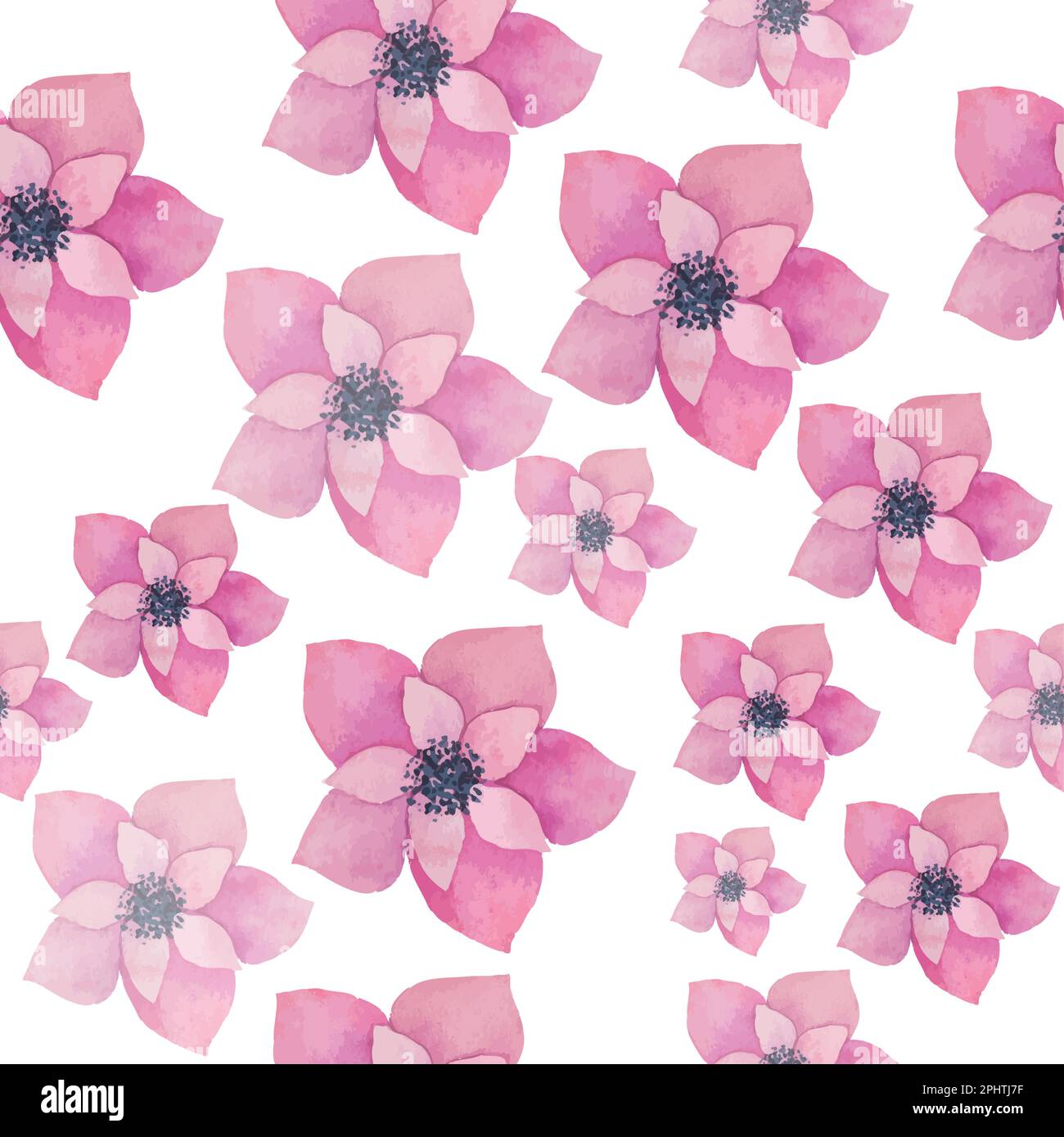Seamless floral print. Vector floral pattern with watercolor anemone ...