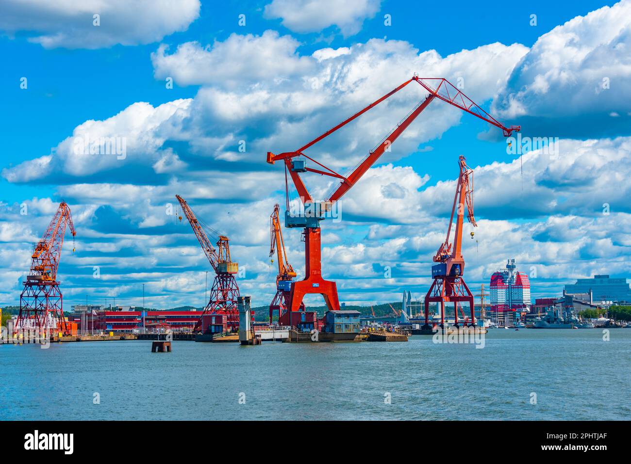 Cranes at the port of Göteborg in Sweden Stock Photo - Alamy
