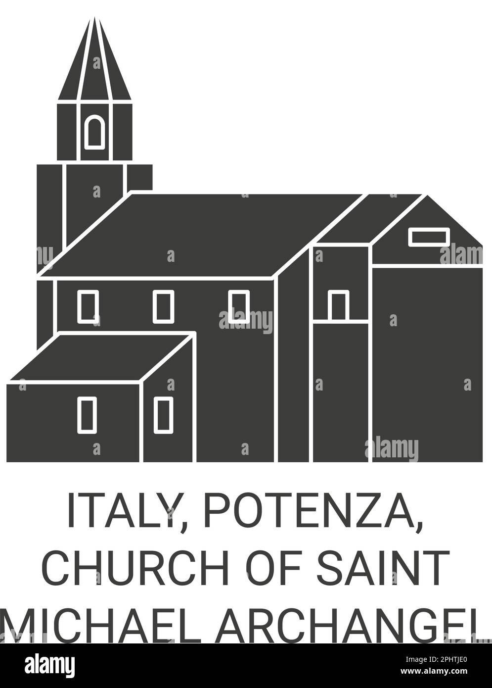 Italy, Potenza, Church Of Saint Michael Archangel travel landmark vector illustration Stock Vector