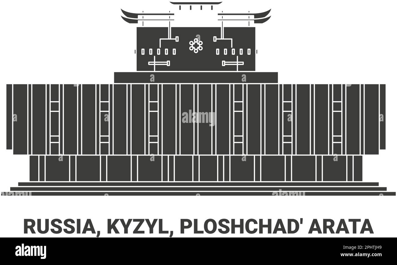 Russia, Kyzyl, Ploshchad' Arata, travel landmark vector illustration Stock Vector