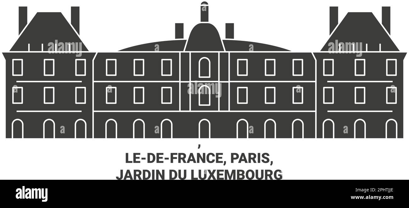 France, Paris,Jardin Du Luxembourg travel landmark vector illustration Stock Vector