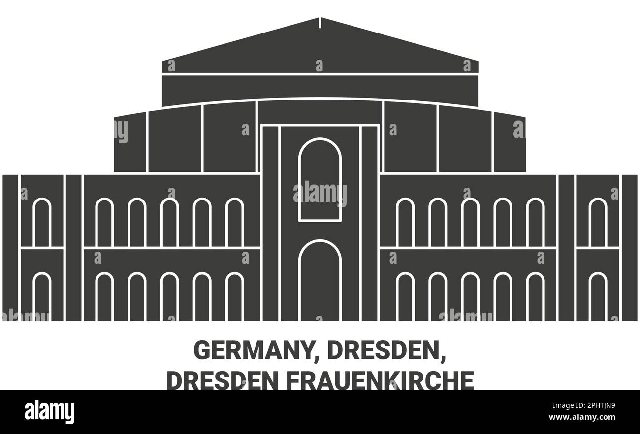 Germany, Dresden, Dresden Frauenkirche travel landmark vector illustration Stock Vector