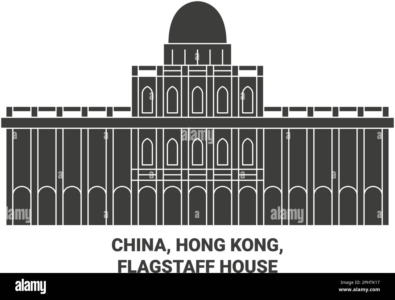 China, Hong Kong, Flagstaff House travel landmark vector illustration Stock Vector