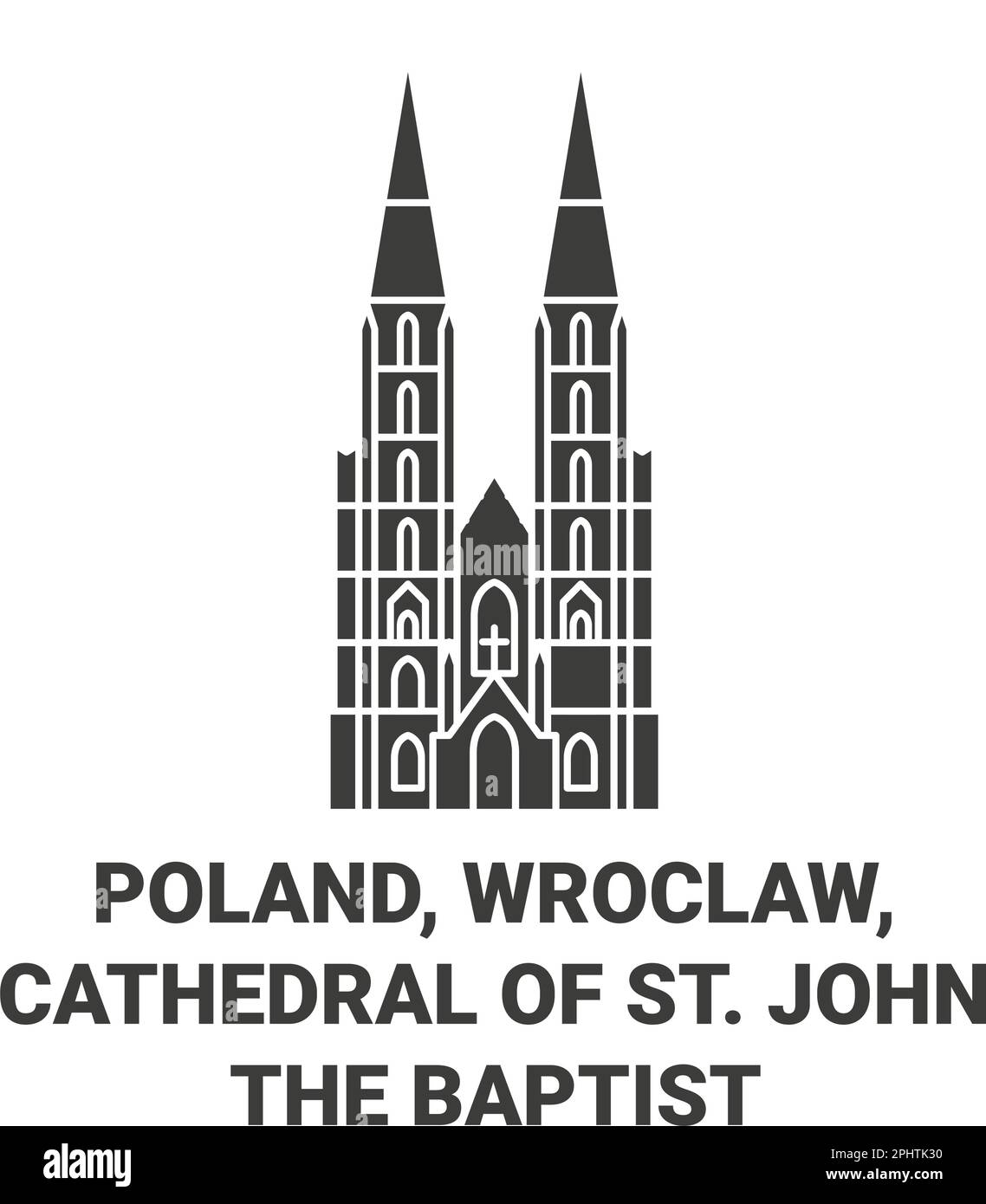Poland, Wroclaw, Cathedral Of St. John The Baptist travel landmark vector illustration Stock Vector
