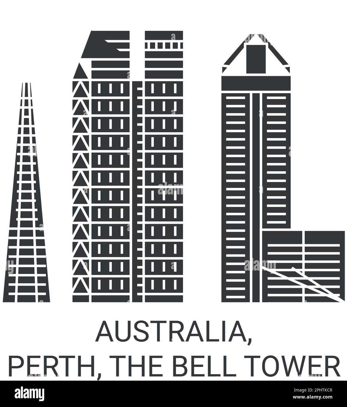 Australia, Perth, The Bell Tower travel landmark vector illustration