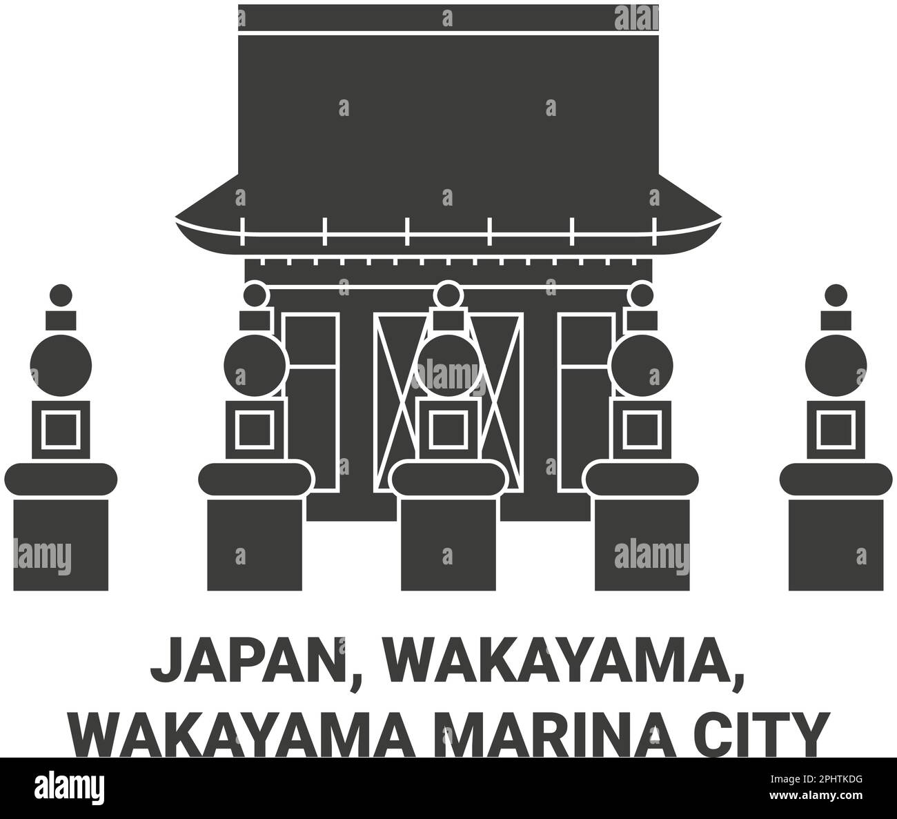 Japan, Wakayama, Wakayama Marina City travel landmark vector illustration Stock Vector