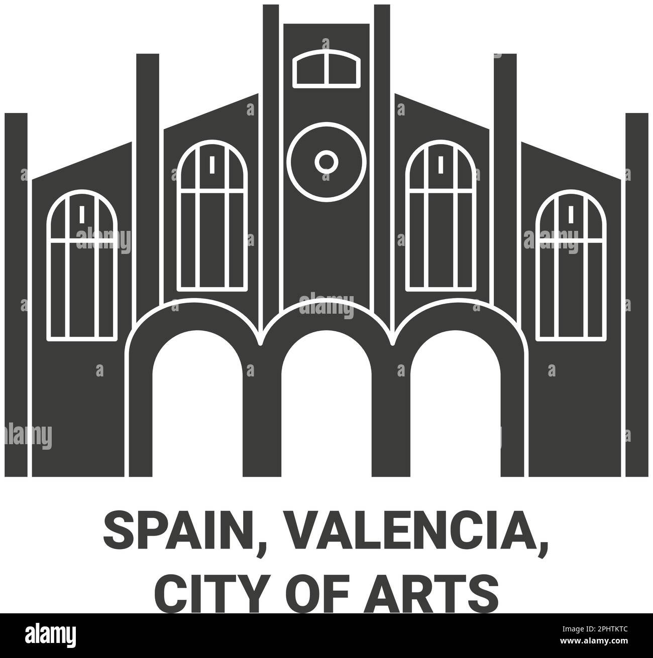 Spain, Valencia, City Of Arts travel landmark vector illustration Stock Vector