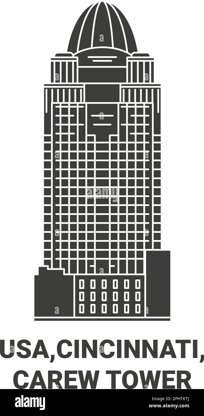 Usa,Cincinnati, Carew Tower travel landmark vector illustration Stock Vector
