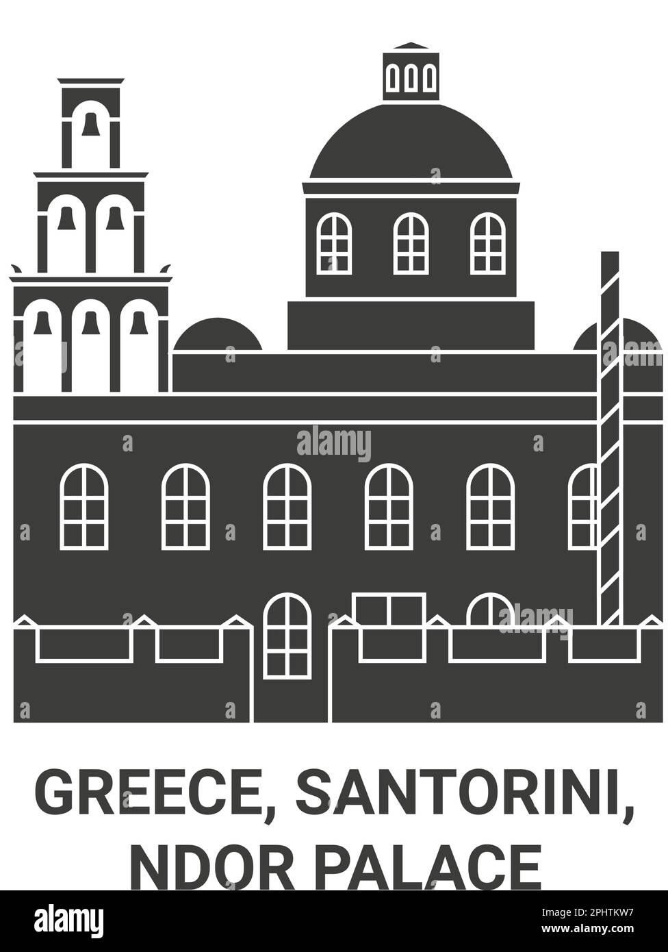 Greece, Santorini, Sndor Palace travel landmark vector illustration Stock Vector