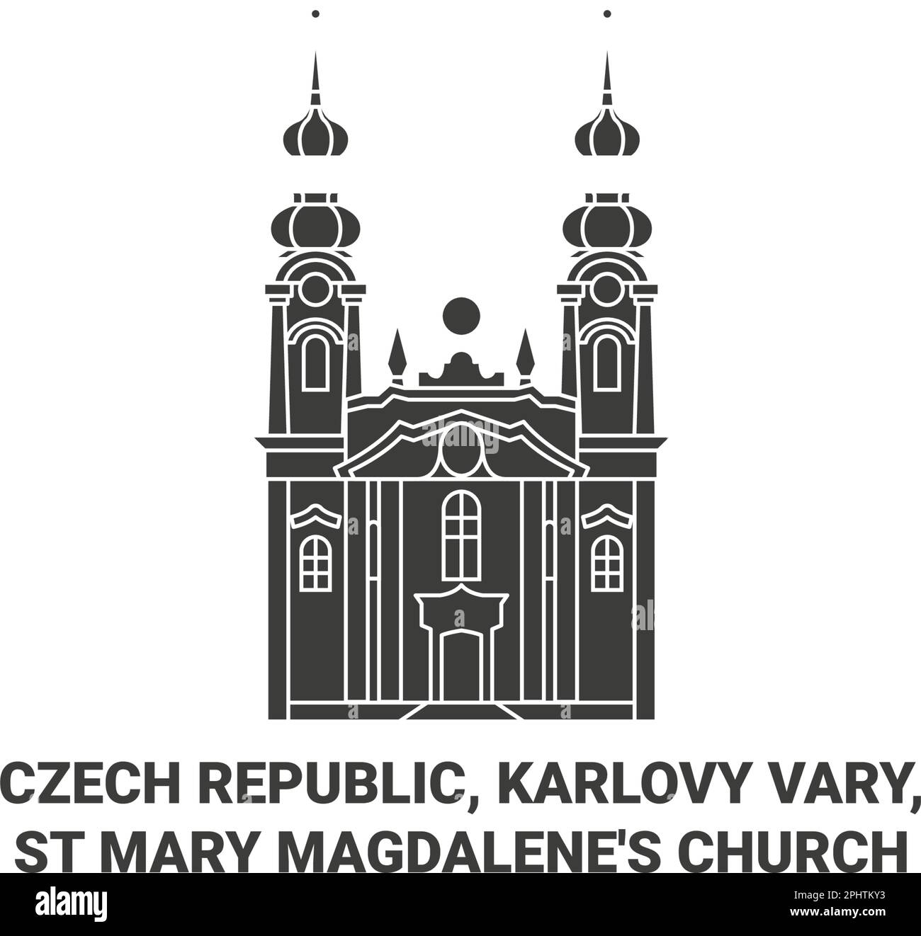 Czech Republic, Karlovy Vary, St Mary Magdalene's Church travel landmark vector illustration Stock Vector