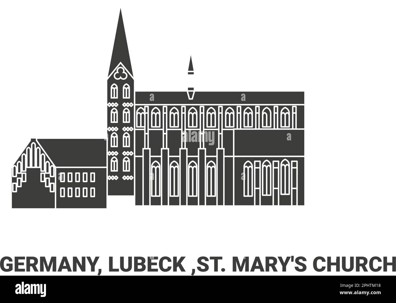 Germany, Lubeck ,St. Mary's Church, travel landmark vector illustration Stock Vector