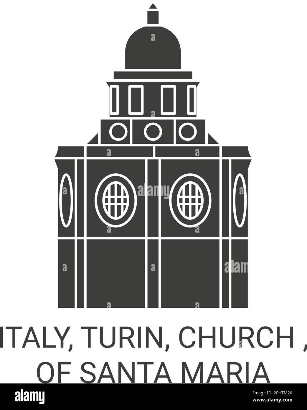 Italy, Turin, Church , Of Santa Maria travel landmark vector illustration Stock Vector