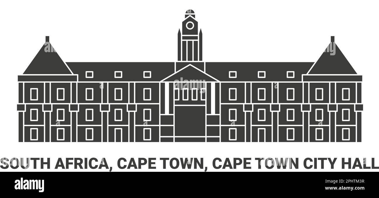 South Africa, Cape Town, Cape Town City Hall, travel landmark vector illustration Stock Vector