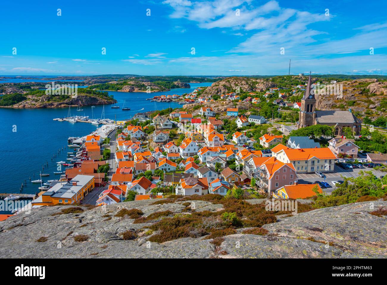 Panorama view of Swedish town Fjällbacka. Stock Photo