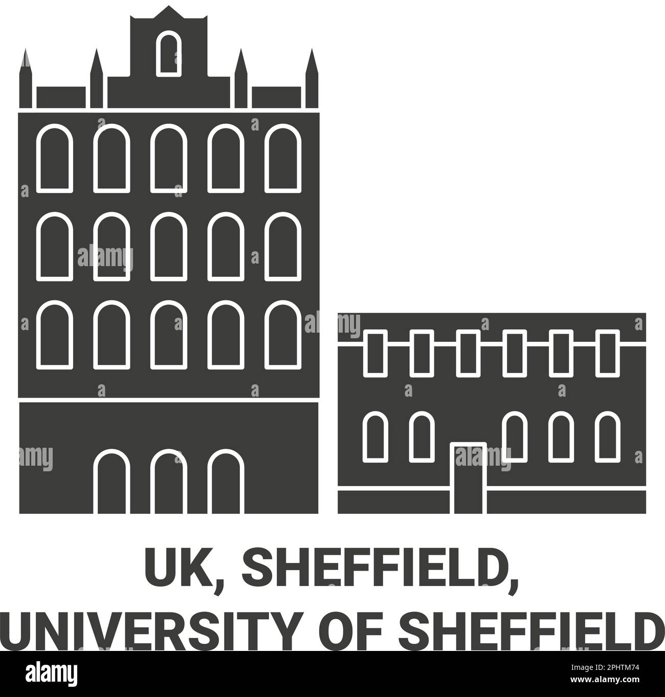 England, Sheffield, University Of Sheffield travel landmark vector illustration Stock Vector