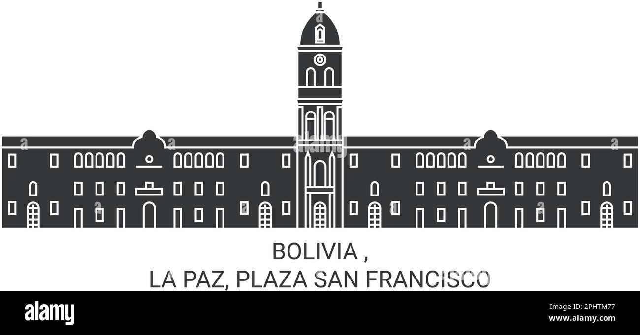 Bolivia , La Paz, Plaza San Francisco travel landmark vector illustration Stock Vector