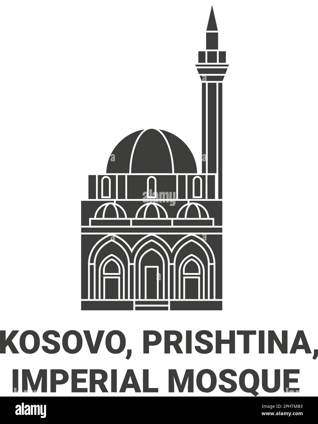 Kosovo, Prishtina, Imperial Mosque travel landmark vector illustration Stock Vector