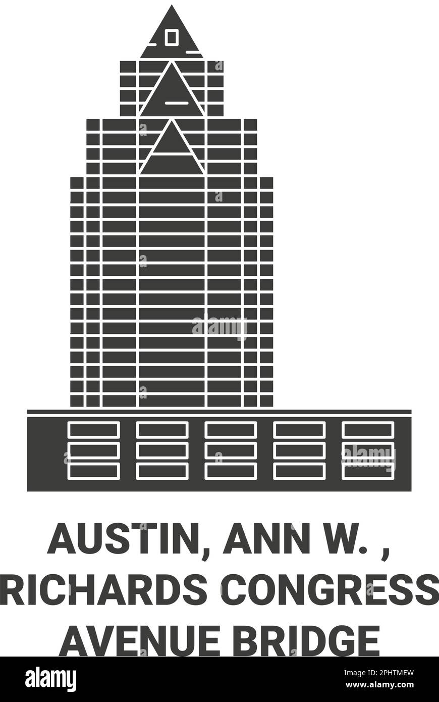 Usa, Austin, Ann W. , Richards Congress Avenue Bridge travel landmark vector illustration Stock Vector