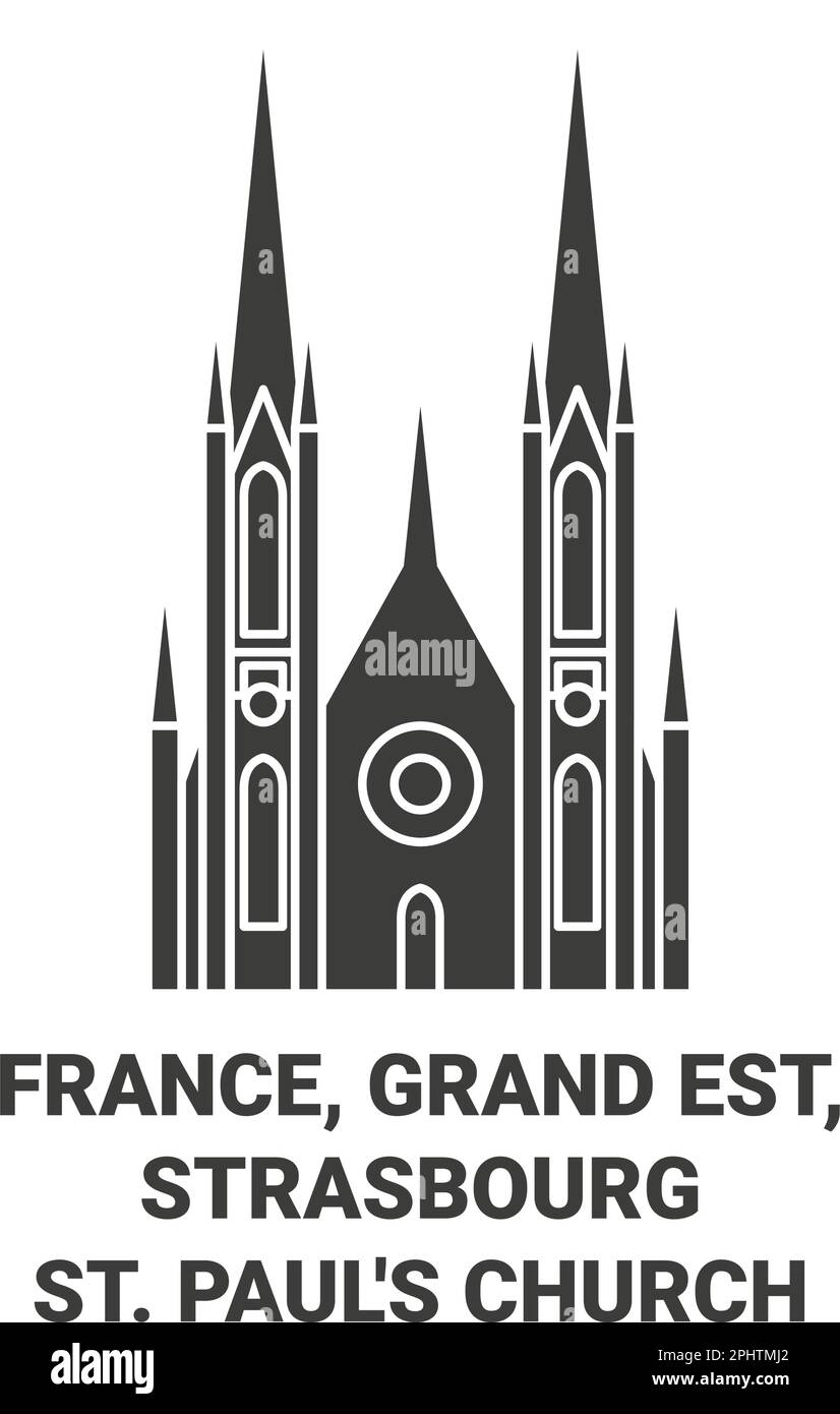 France, Grand Est, Strasbourgst. Paul's Church travel landmark vector illustration Stock Vector