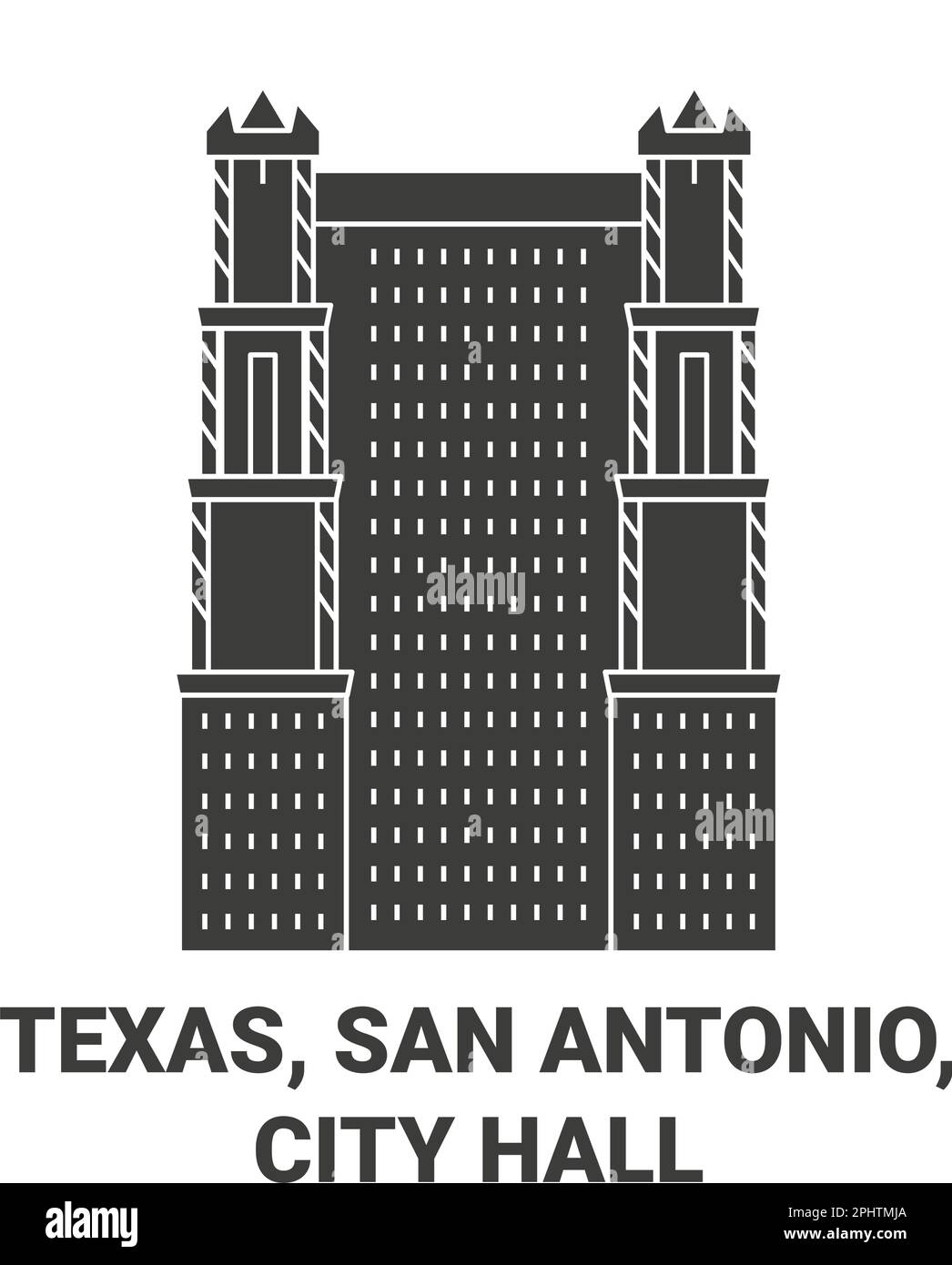 United States, Texas, San Antonio, City Hall travel landmark vector illustration Stock Vector