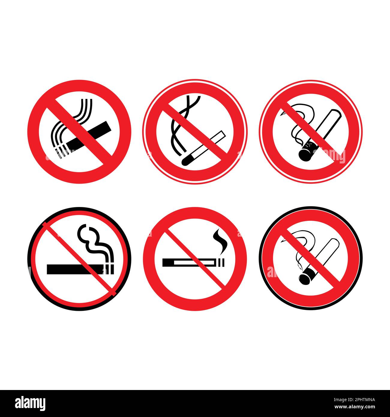 No smoking sign set on white background. Vector illustration. Stock Vector