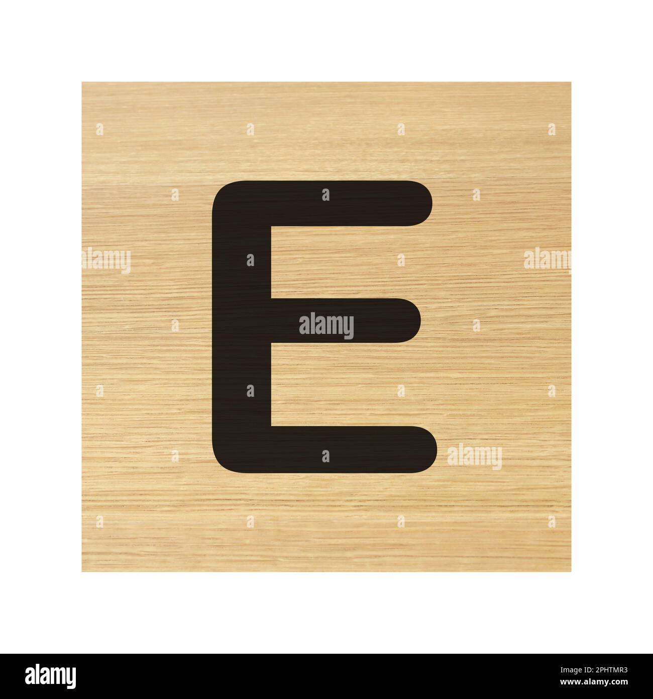 Capital E wood block on white with clipping path Stock Photo Alamy