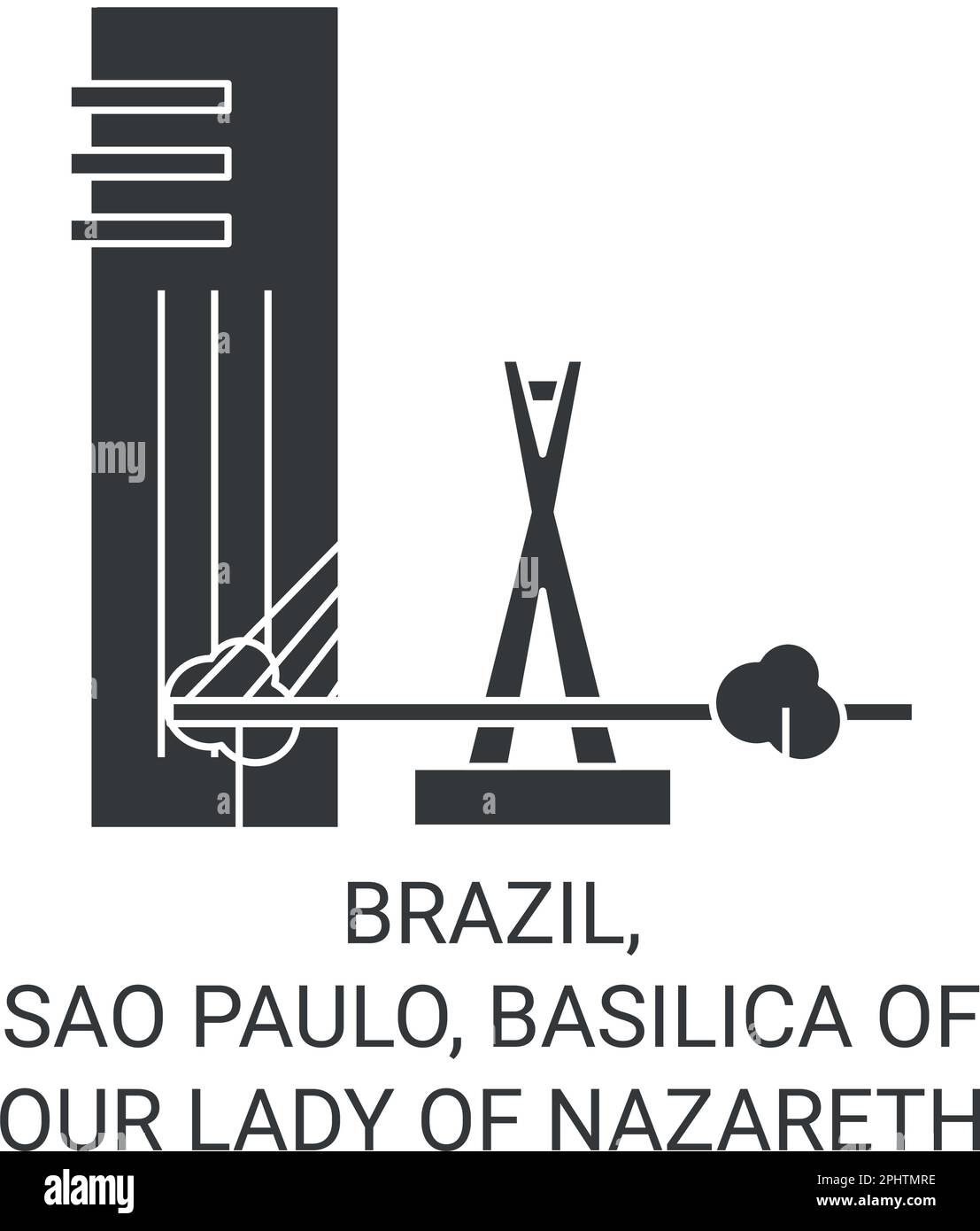 Brazil, Sao Paulo, Basilica Of Our Lady Of Nazareth travel landmark vector illustration Stock Vector