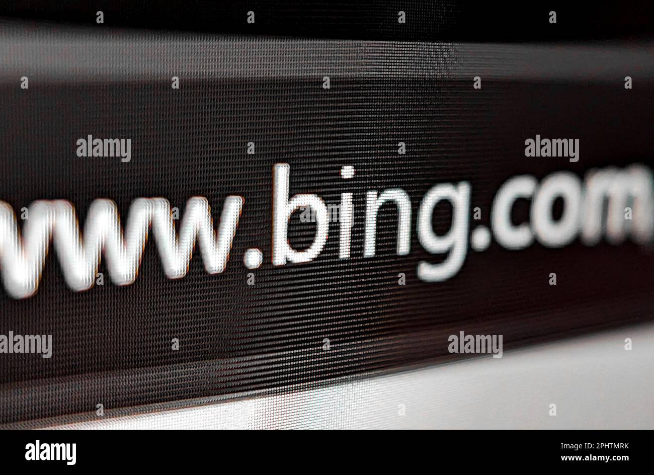 New York City, USA - 2023: Closeup view of the Microsoft Bing AI search URL is displayed in a web browser on a computer screen Stock Photo