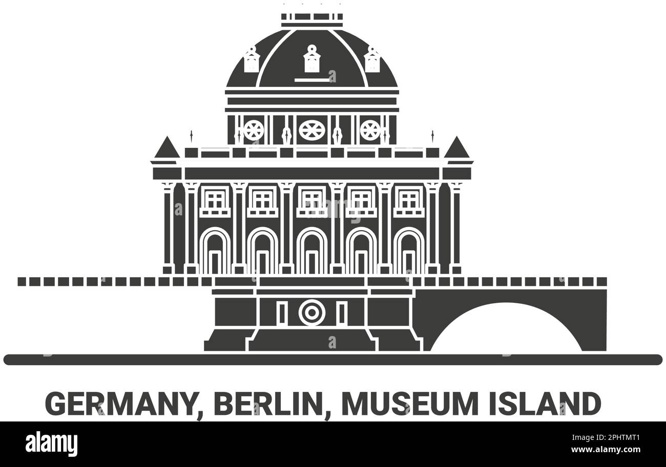 Germany, Berlin, Museum Island, travel landmark vector illustration Stock Vector