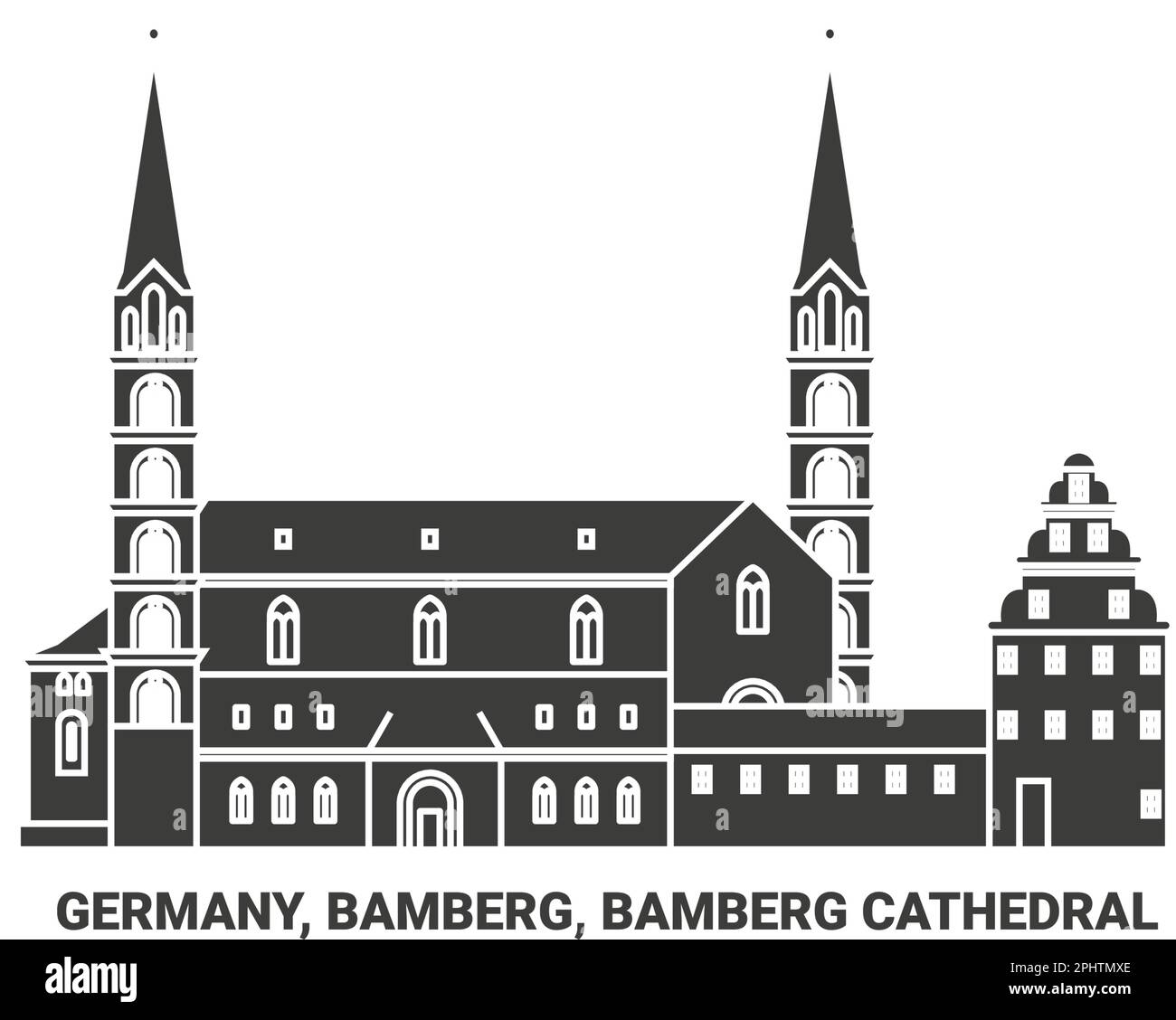 Germany, Bamberg, Bamberg Cathedral travel landmark vector illustration Stock Vector