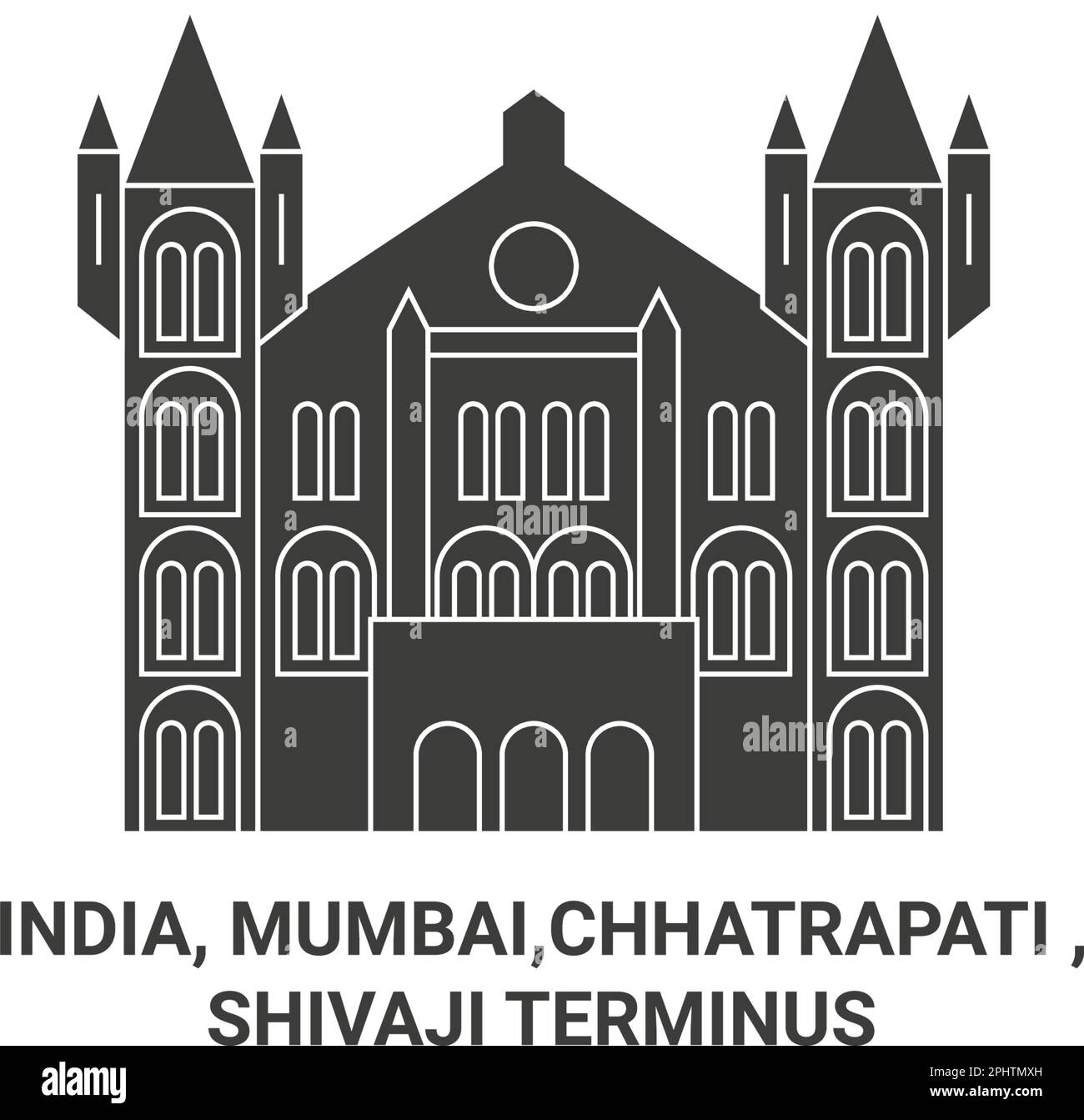 India, Mumbai,Chhatrapati , Shivaji Terminus travel landmark vector illustration Stock Vector